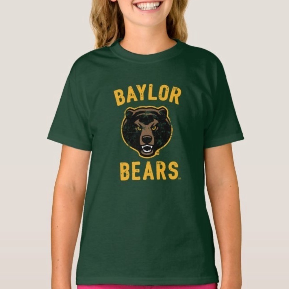 Baylor University Short Sleeve Green Bear Tee Sz Large Collegiate Spirit Wear